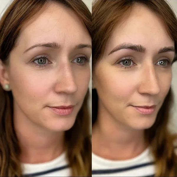 Before and after Eyebrow tattoo redhead warm tone blend by Lorraine, Gold Coast